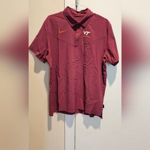 Nike Virginia Tech Hokies short sleeve sideline wear for Men. Dri-Fit sz 9.5 NWT